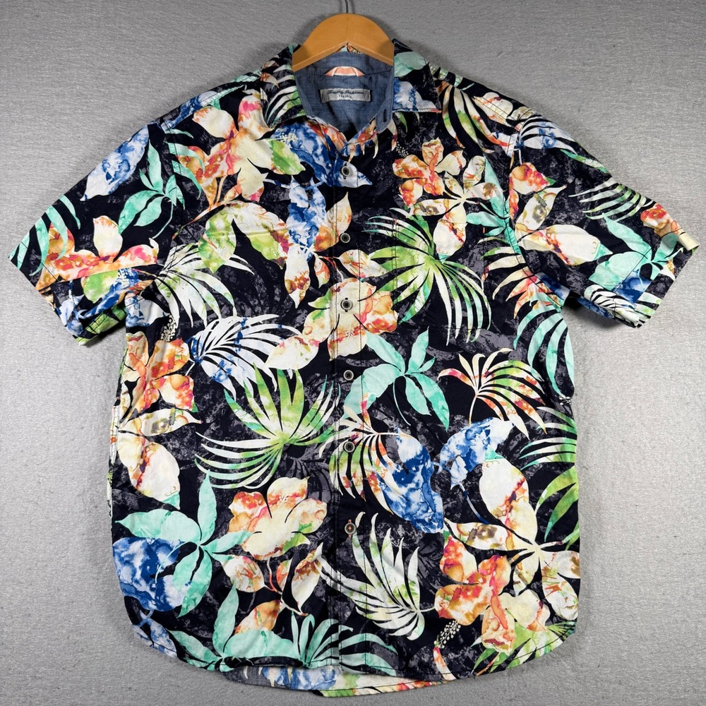 Tommy Bahama Tortola Mens Medium Tropical Floral Palm Short Sleeve Button‎ Shirt